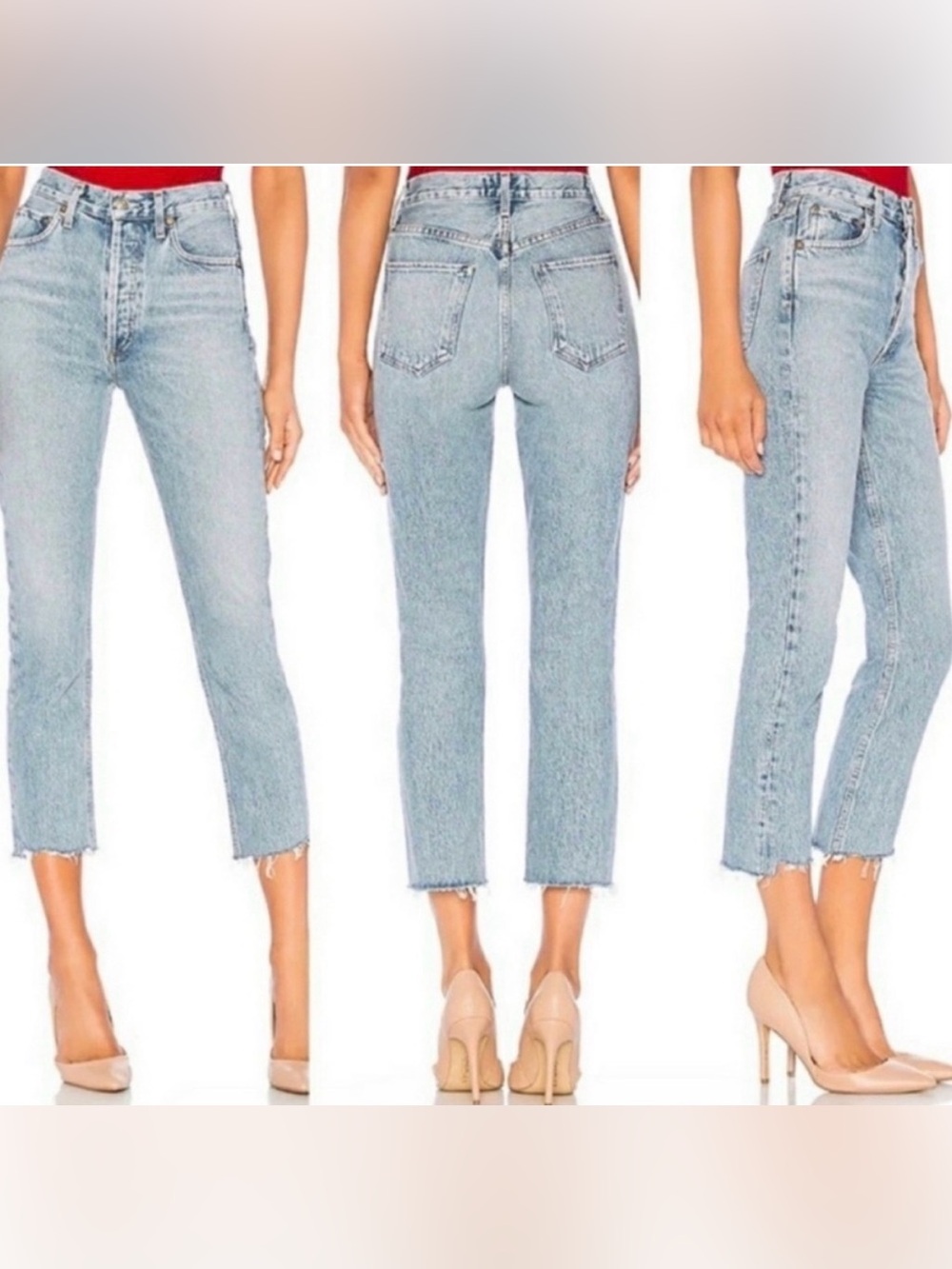 Parker Light Blue High-Rise Cropped Straight Jeans Sz. 27